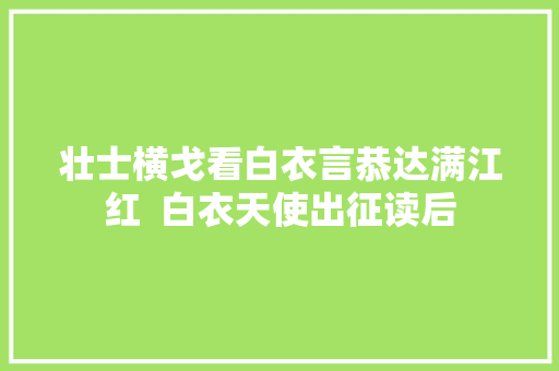 壮士横戈看白衣言恭达满江红  白衣天使出征读后