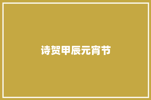 诗贺甲辰元宵节