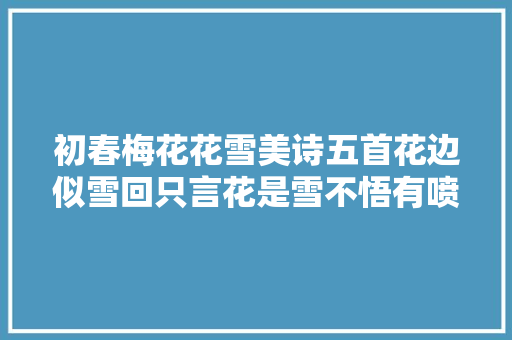 初春梅花花雪美诗五首花边似雪回只言花是雪不悟有喷鼻香来