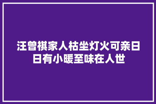 汪曾祺家人枯坐灯火可亲日日有小暖至味在人世