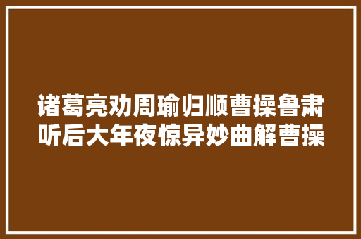 诸葛亮劝周瑜归顺曹操鲁肃听后大年夜惊异妙曲解曹操铜雀