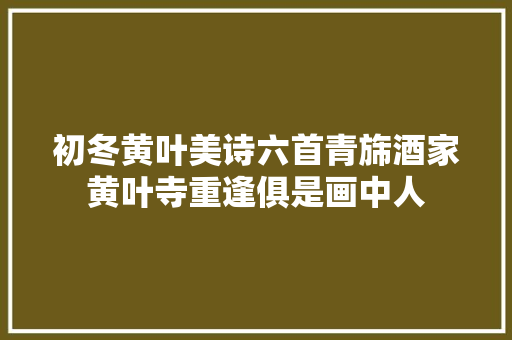初冬黄叶美诗六首青旆酒家黄叶寺重逢俱是画中人