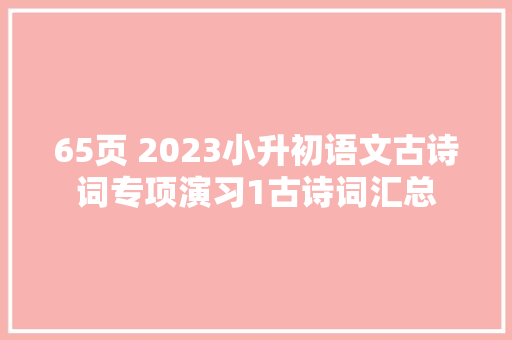 65页 2023小升初语文古诗词专项演习1古诗词汇总
