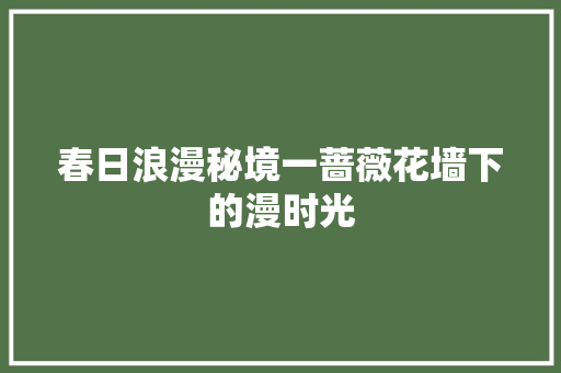 春日浪漫秘境一蔷薇花墙下的漫时光