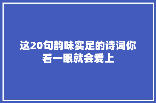 这20句韵味实足的诗词你看一眼就会爱上