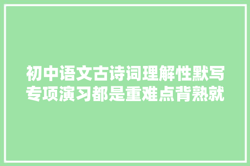 初中语文古诗词理解性默写专项演习都是重难点背熟就是满分