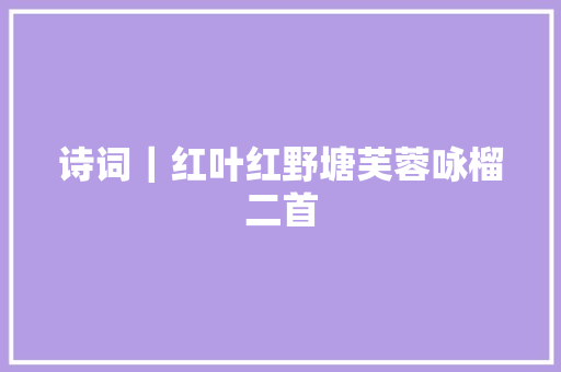 诗词｜红叶红野塘芙蓉咏榴二首