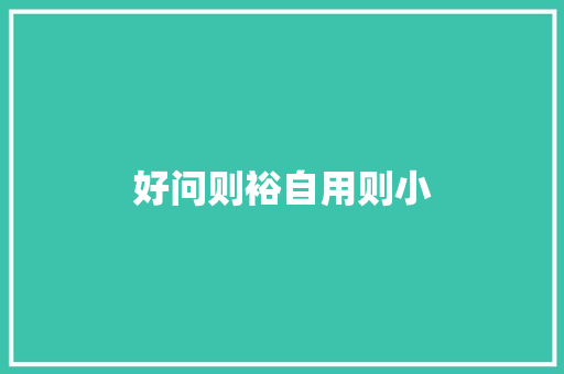 好问则裕自用则小