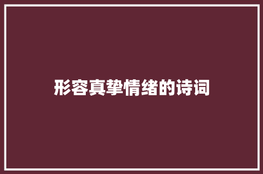 形容真挚情绪的诗词