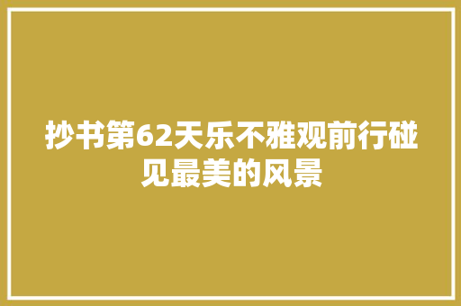 抄书第62天乐不雅观前行碰见最美的风景