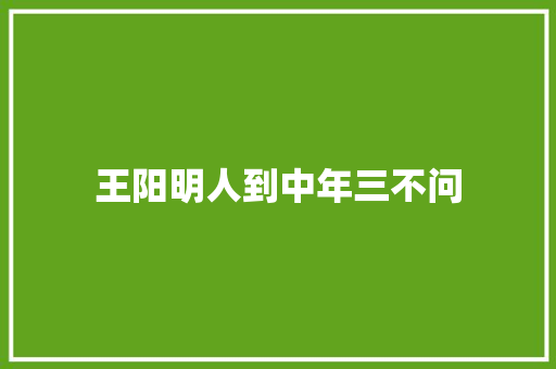 王阳明人到中年三不问