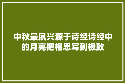 中秋最夙兴源于诗经诗经中的月亮把相思写到极致