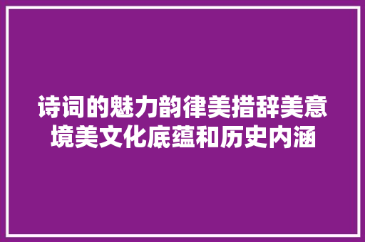 诗词的魅力韵律美措辞美意境美文化底蕴和历史内涵