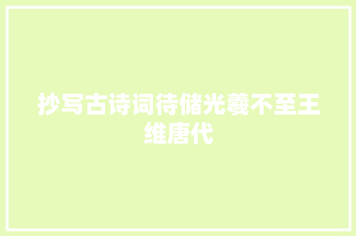 抄写古诗词待储光羲不至王维唐代