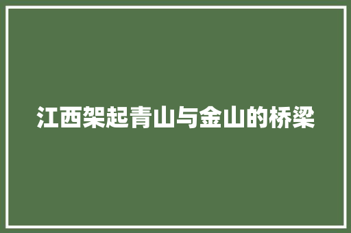 江西架起青山与金山的桥梁