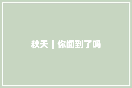 秋天｜你闻到了吗
