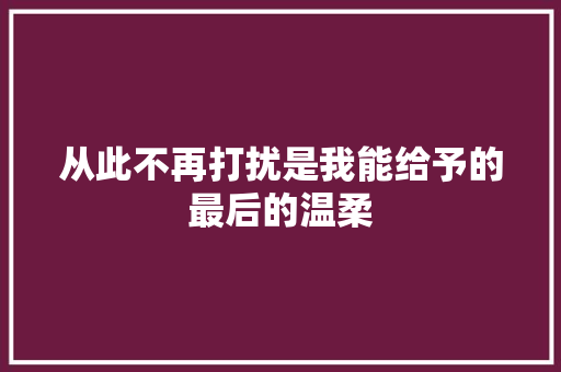 从此不再打扰是我能给予的最后的温柔