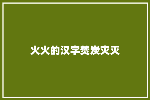 火火的汉字焚炭灾灭