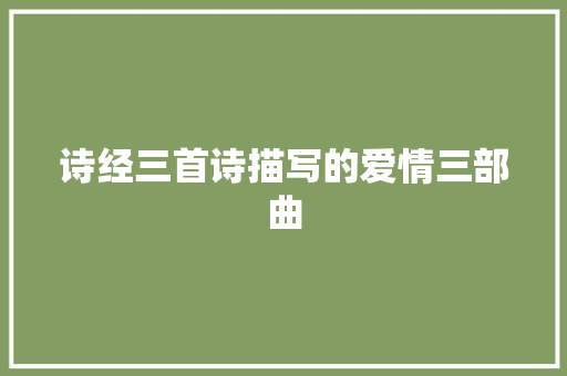 诗经三首诗描写的爱情三部曲