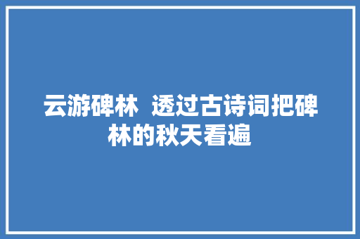 云游碑林  透过古诗词把碑林的秋天看遍