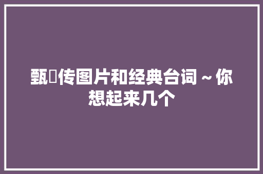 甄嬛传图片和经典台词～你想起来几个