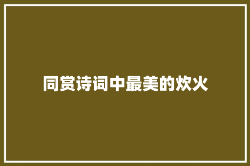 同赏诗词中最美的炊火