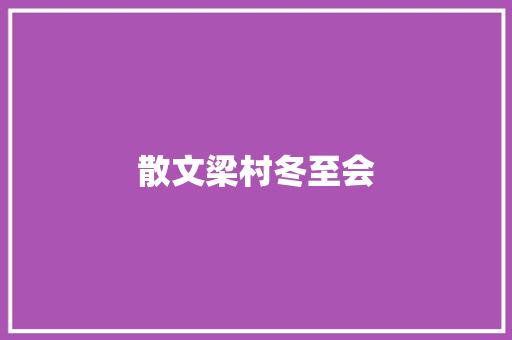 散文梁村冬至会