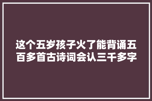 这个五岁孩子火了能背诵五百多首古诗词会认三千多字神童吗
