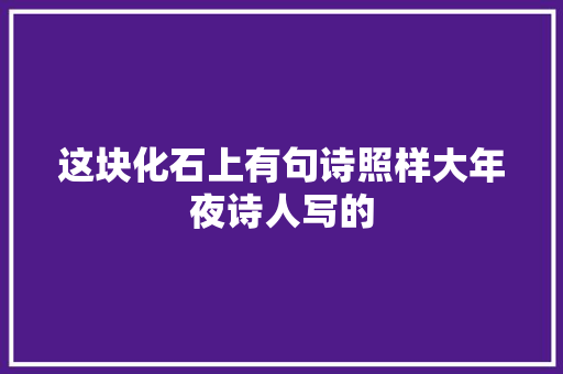 这块化石上有句诗照样大年夜诗人写的