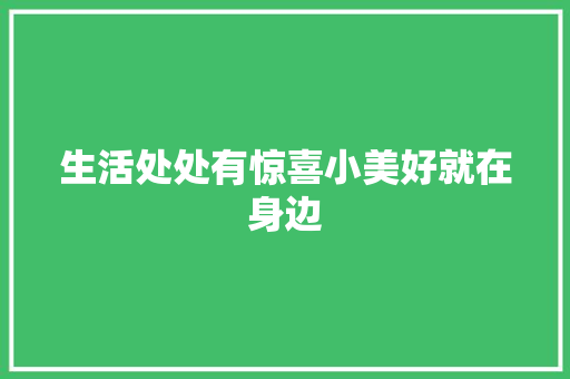 生活处处有惊喜小美好就在身边