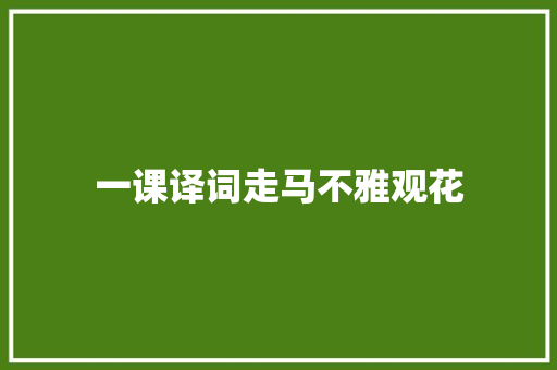 一课译词走马不雅观花