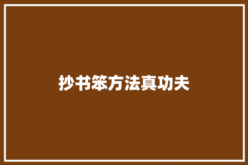 抄书笨方法真功夫