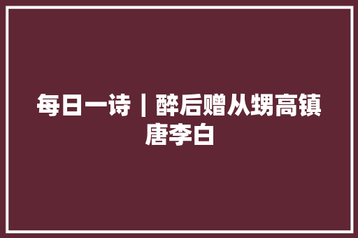 每日一诗｜醉后赠从甥高镇唐李白