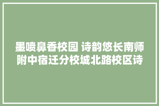 墨喷鼻香校园 诗韵悠长南师附中宿迁分校城北路校区诗词大年夜赛