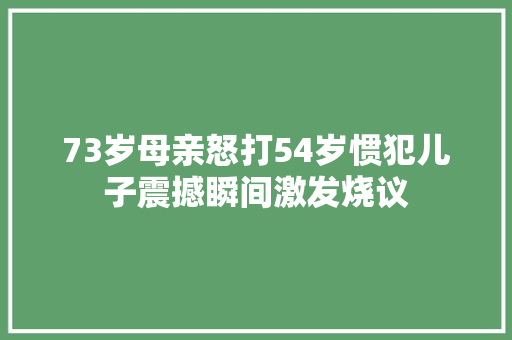 73岁母亲怒打54岁惯犯儿子震撼瞬间激发烧议