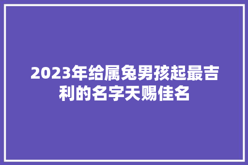 2023年给属兔男孩起最吉利的名字天赐佳名