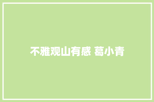不雅观山有感 葛小青