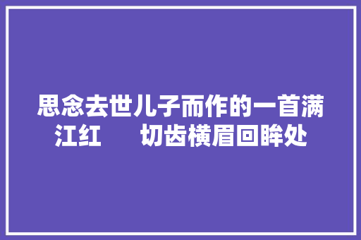 思念去世儿子而作的一首满江红      切齿横眉回眸处