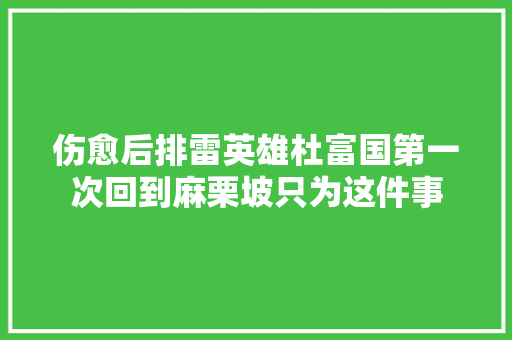 伤愈后排雷英雄杜富国第一次回到麻栗坡只为这件事