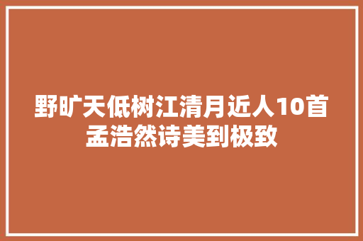 野旷天低树江清月近人10首孟浩然诗美到极致