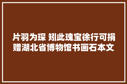 片羽为琛 矧此瑰宝徐行可捐赠湖北省博物馆书画石本文物综述 片羽为琛 矧此瑰宝徐行可捐赠湖北省博物馆书画石本文物综述