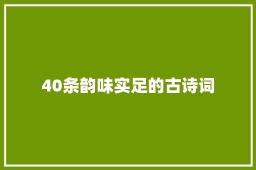 40条韵味实足的古诗词