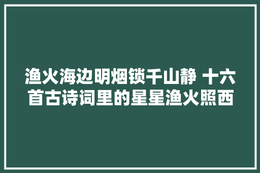 渔火海边明烟锁千山静 十六首古诗词里的星星渔火照西东