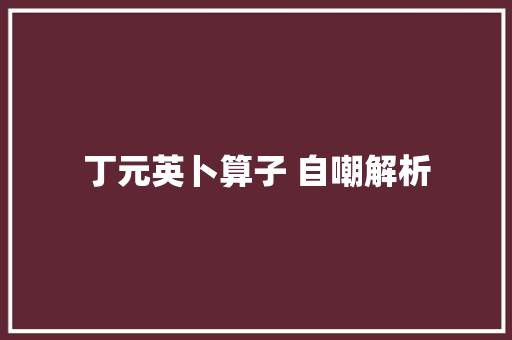 丁元英卜算子 自嘲解析