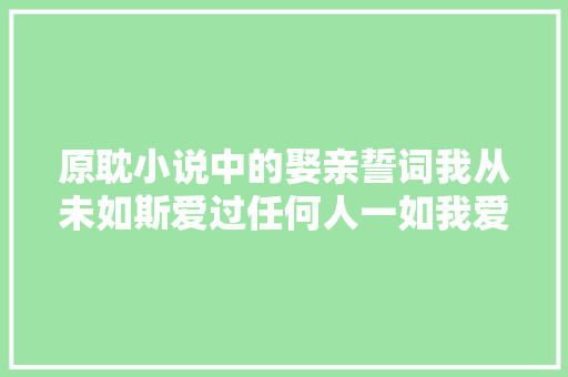 原耽小说中的娶亲誓词我从未如斯爱过任何人一如我爱你