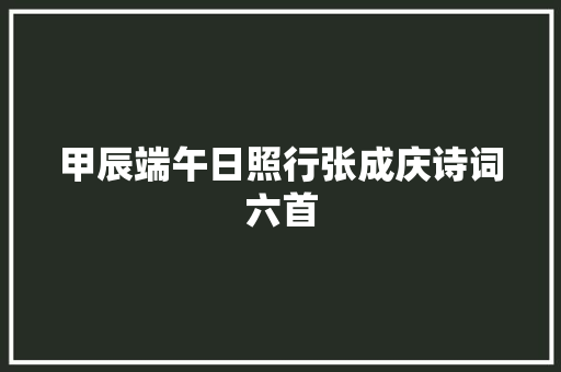 甲辰端午日照行张成庆诗词六首