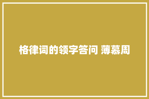 格律词的领字答问 薄慕周