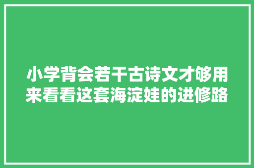 小学背会若干古诗文才够用来看看这套海淀娃的进修路径和方法