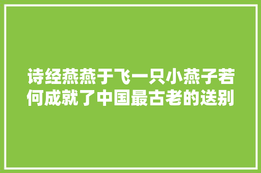诗经燕燕于飞一只小燕子若何成就了中国最古老的送别诗