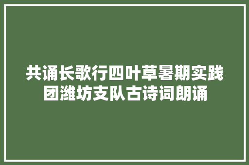 共诵长歌行四叶草暑期实践团潍坊支队古诗词朗诵